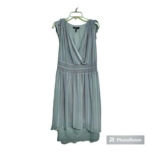 BCBG Paris Blue & White Striped Hi-Low Lined Dress, XXL